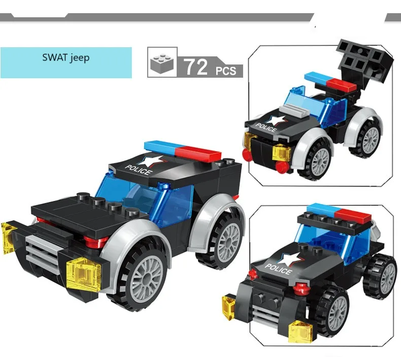 Новые продукты 9 видов домино Военная специальная полиция собранные детские игрушки домино автомобиль сборка автомобиля