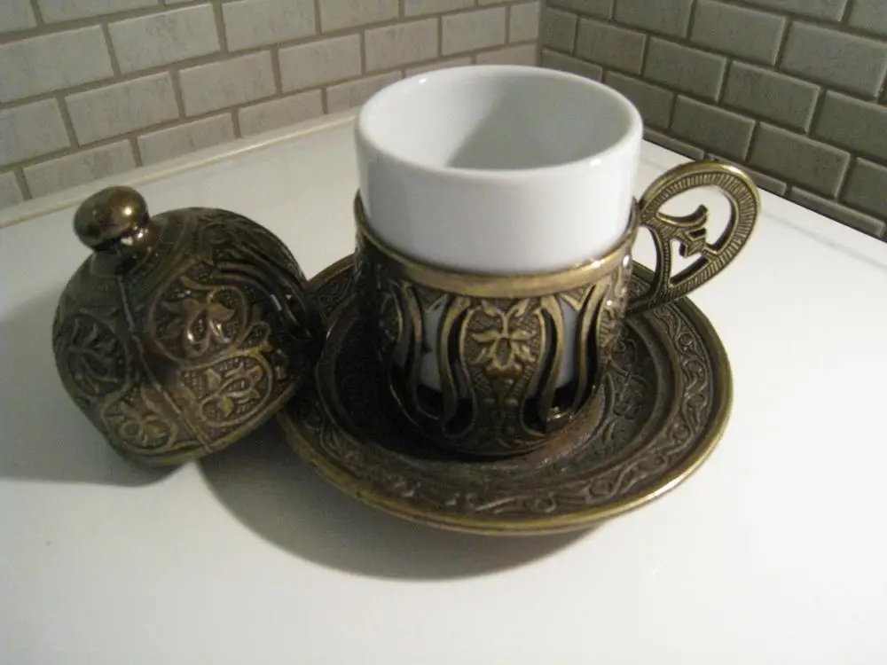 set of 4) Traditional Turkish Handmade Coffee Espresso Cup&Saucer Porcelain