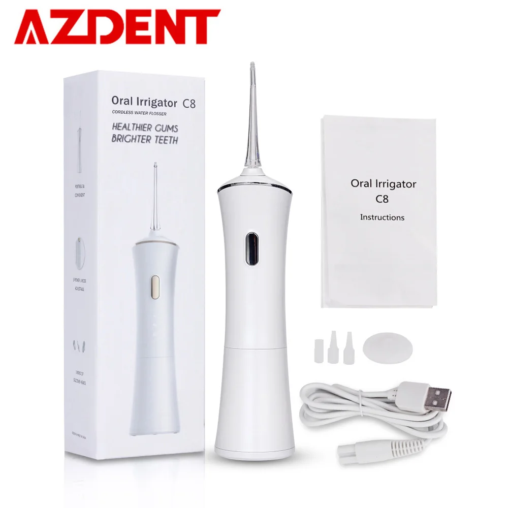 

3 Functions Portable Oral Irrigator Electric Rechargeable USB Charger Water Dental Flosser Irrigation Floss 160ml + 2 Jet Tips
