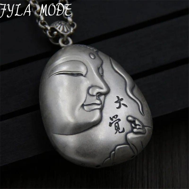 

FYLA MODE S999 Sterling Silver Pendant Guanyin Bodhisattva Head Pendant For Security And Peace Pendant 63*42MM 18.50G XJF092