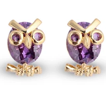 LASPERAL медь Циркон милые животные серьги фиолетовый белый зеленый цвет сова серьги-гвоздики, оригинальные ювелирные изделия для женщин девушек ювелирные изделия