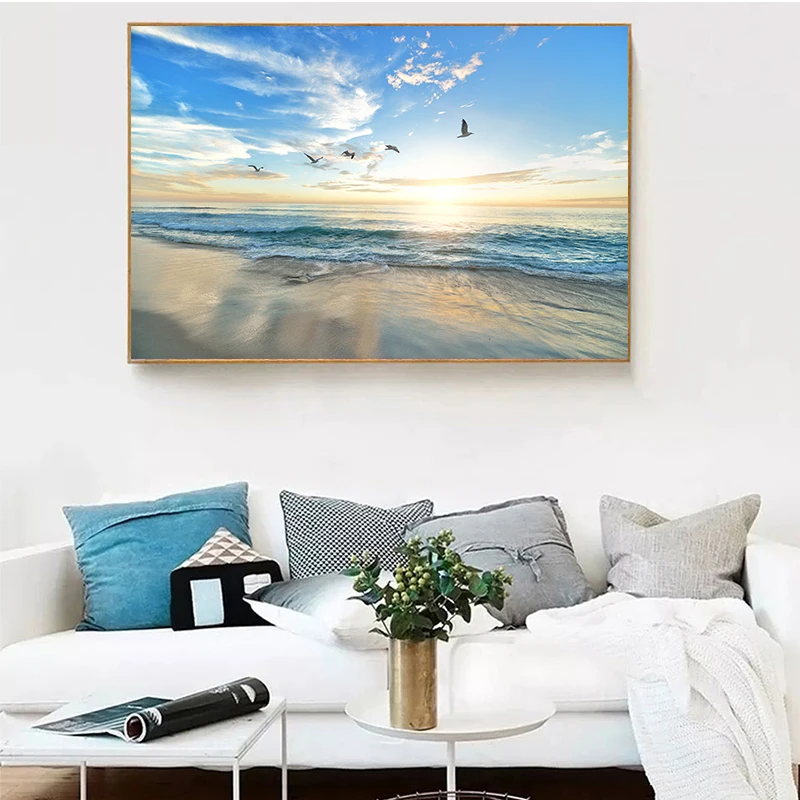 

Seascape Canvas Wall Art Pictures Unframed Home Decor Sunrise Landscape Canvas Printed Printing for Living Room