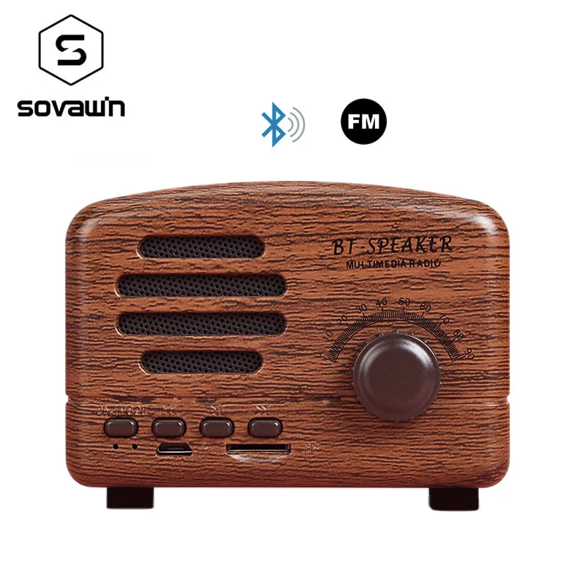 Беспроводной Bluetooth-динамик Sovawin 5 Вт TF FM-радио ретро портативный мини-динамик для