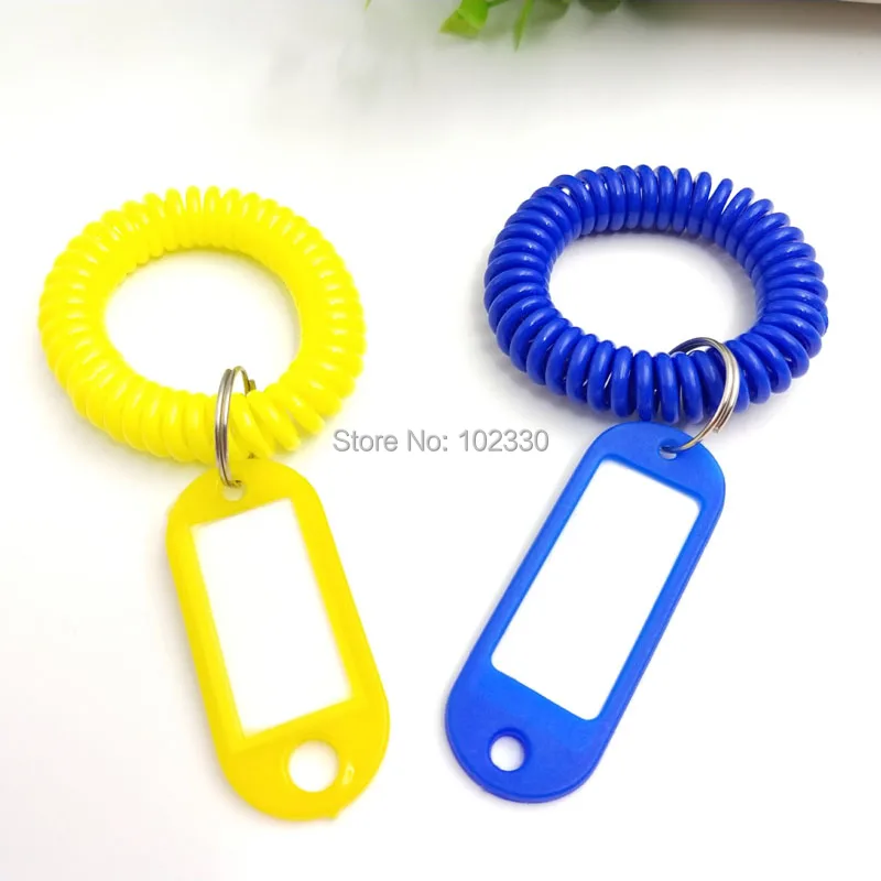 Stretchy Coil Spring Key Ring Plastic Wrist Band Key Fobs Luggage ID
