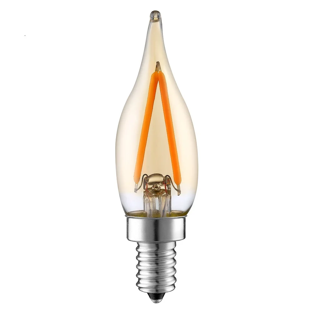 6pcs C22T 2W Retro LED Filament Candle Light E12 E14 Amber Bulb Edison