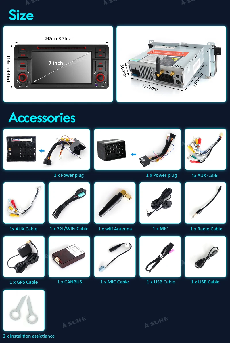 Perfect A-Sure 7 Inch 2 Din Android 8.1 Car Auto Radio GPS DVD Player Navigation For BMW E46 M3 318 320 3 Series Coupe Rover75 MG ZT 29