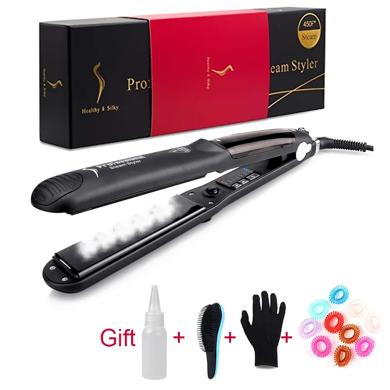  Professional Hair Straightener Curler Salon Steam Mini Tourmaline Ceramic Vapor Straightening Flat 