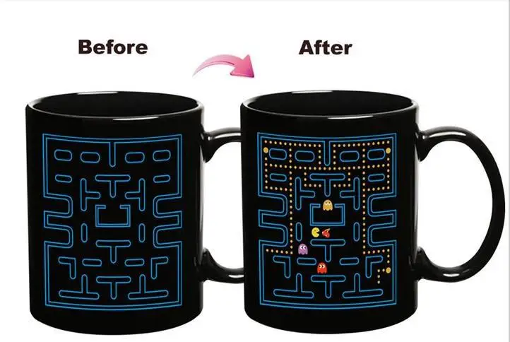 

1pc Video game pac Coffee Mug change Colour Changing Heat Sensitive Ceramic Surprise Gaming Gifts Magic Tea Cup Mugs cats pet