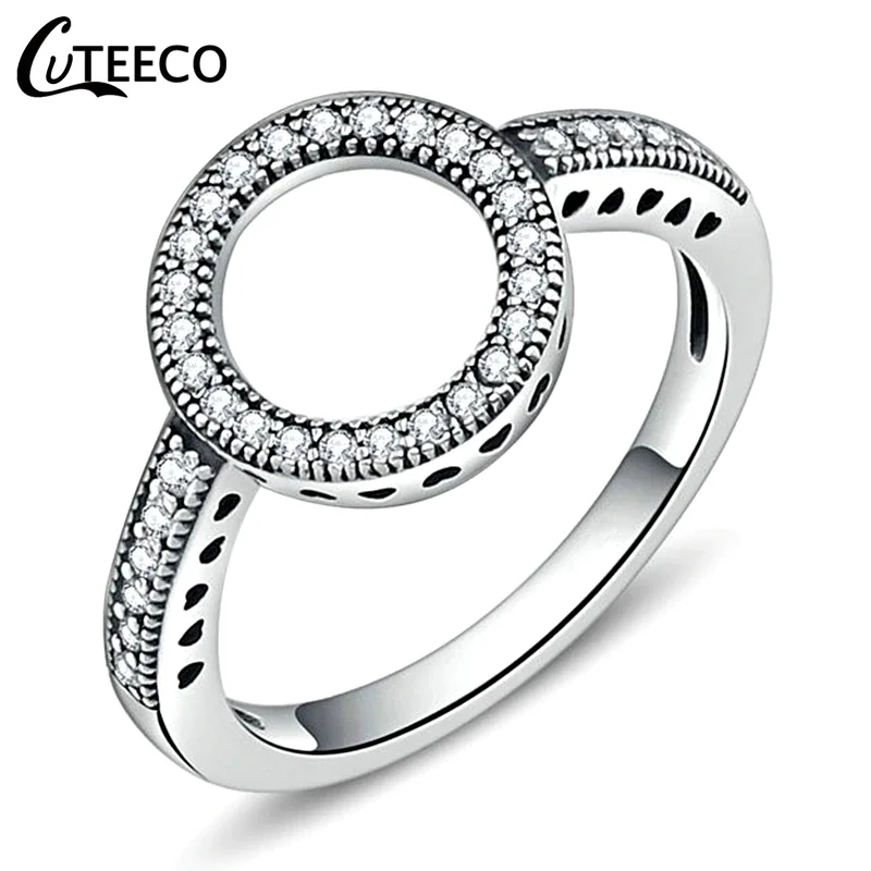 Wedding Rings CUTEECO Silver Color Clear CZ Engagement Ring For Women Original Brand