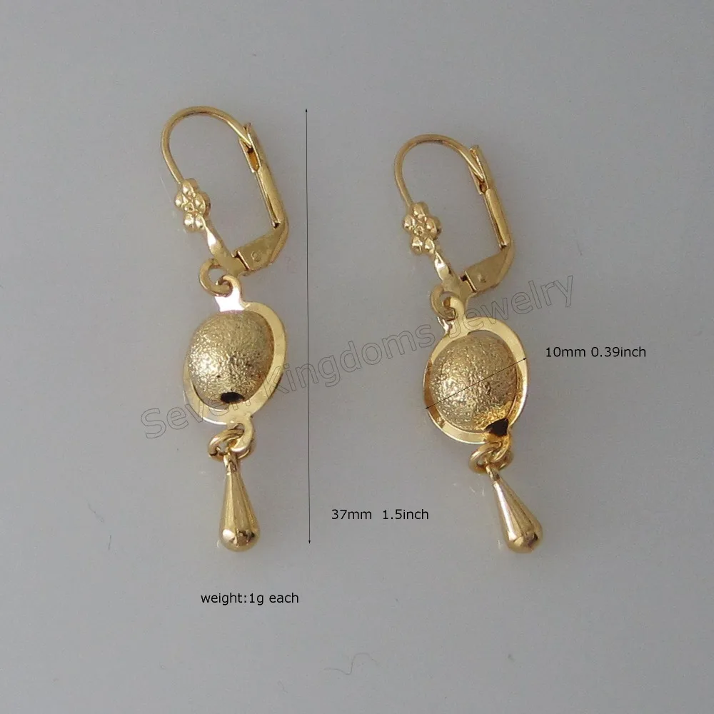

ORDER 10$ GET FREE SHIPPING /SCRUB ROUND BALL DIAMETER 10MM 0.39" - YELLOW GOLD COLOR DANGLE 37 MM 1.5" EARRING WITH FLOWER CLIP