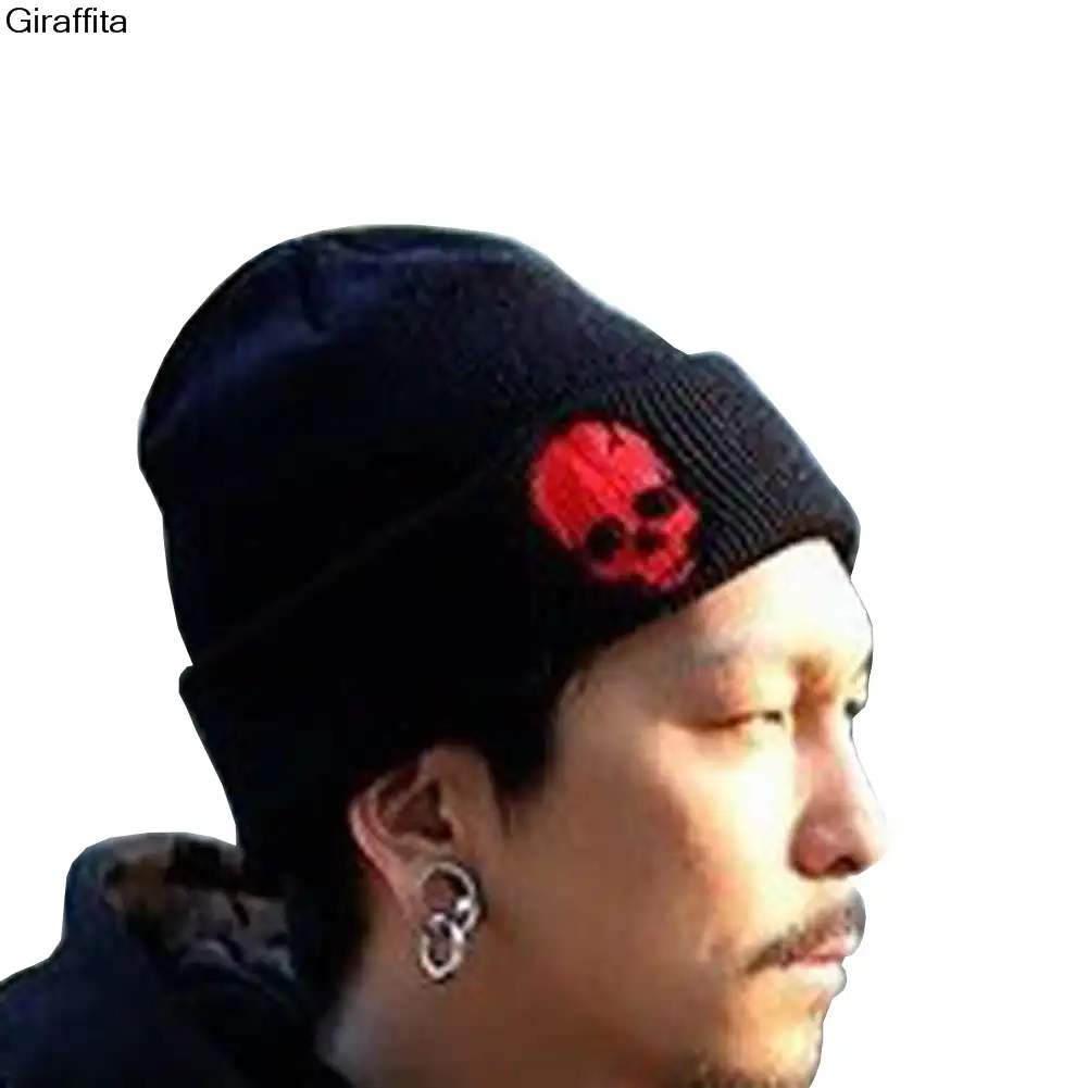 Cool Black Red Skulls Winter Warm Cap Men Women Skeleton Pattern Knitted Hat Adult Teenagers Hat