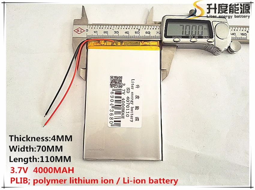 1pcs [SD] 3.7V,4000mAH,[4070110] Polymer lithium ion / Li ion battery