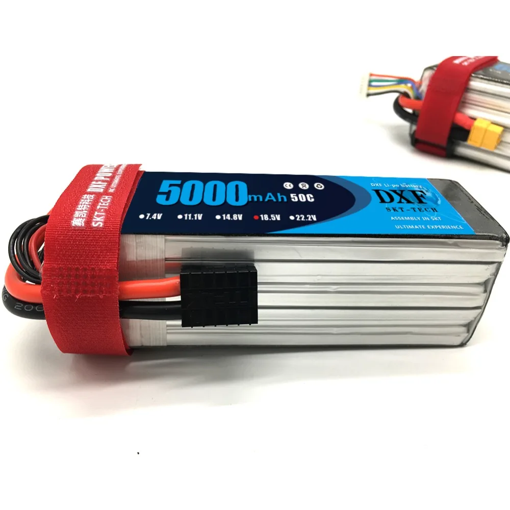 DXF FPV 450 500 7,4 V 11,1 V 14,8 V 18,5 V 22,2 V 5000mAh LiPo аккумулятор с t-разъемом для радиоуправляемого вертолета лодки TRX автомобиля