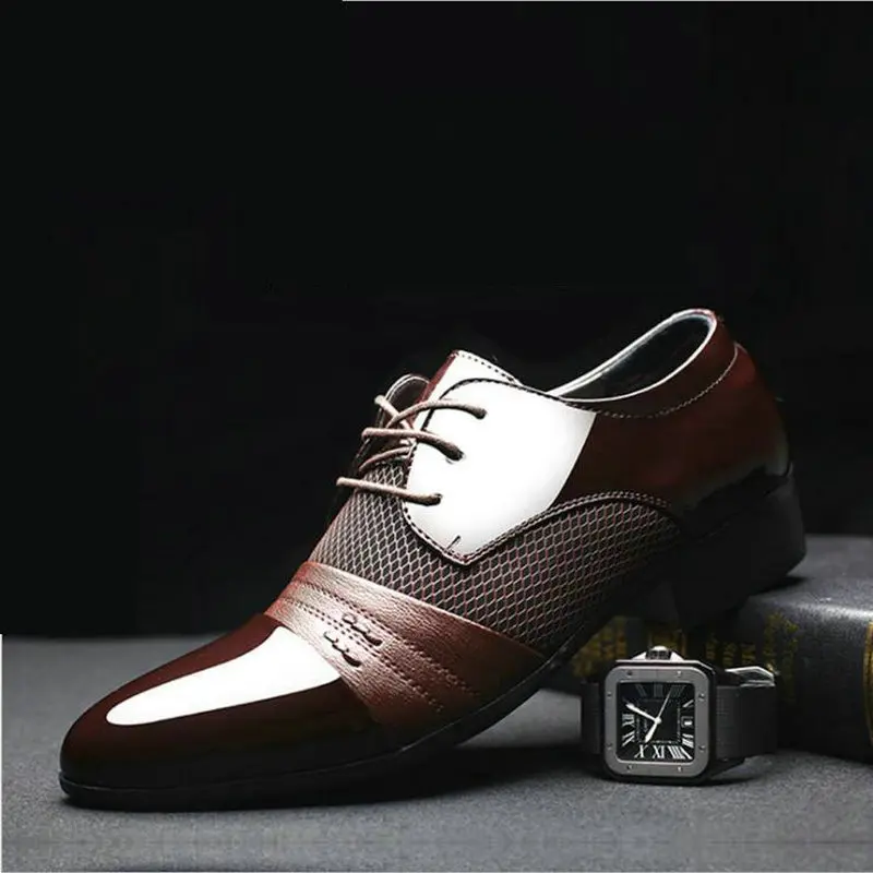 comprar Novo Homem Moda Festa Casual Sapatos Lace Up Oxfords dos homens Sapatas De Vestido Dos Homens de Couro PU Escritório de Negócios de Casamento sapatos LD 98