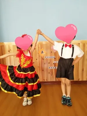 Детская Юбка для фламенко, 270/360 градусов, испанская Сеньорита, для фламенко, нарядное платье, костюм, испанское фламенко, танцевальная юбка для девочки