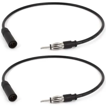

UXCELL Car 50Cm Length Black Stereo Fm Radio Antenna Plug Extension Cable 2 Pcs