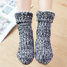 Zuzuwu 2Pairs Women Slipper Socks Sherpa Lined Fleece Knitting Non-Slip Warm Winter Home Socks cow pattern socks 2pairs