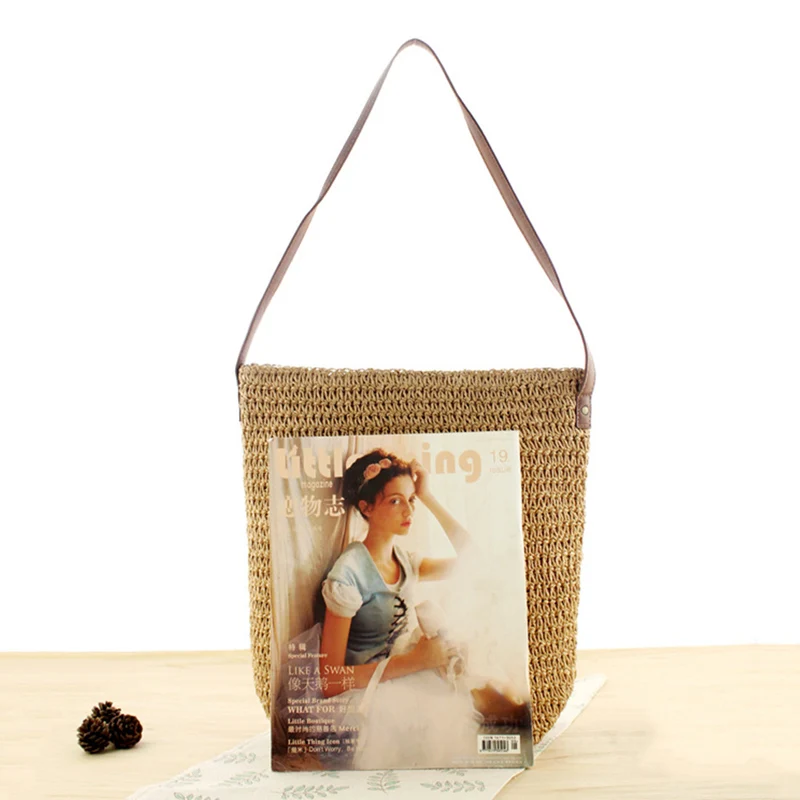 Women Summer Travel Straw Bags INS Popular Female Hot Handbag Casual Lady Beach Shoulder Bag Large Holiday Knitted Bolsa SS3251 (4)