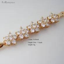 Минимальный заказ 10$ можно смешать дизайн/Новая Леди 7,"-желтое золото GP покрытое наложением Цветок образный высокий сверкающий браслет с камнями циркона