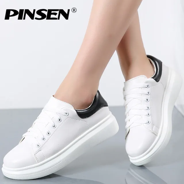 PINSEN 2017 di Modo di Nuovo Del Progettista di Marca Bianco Scarpe Donna Della Piattaforma Mocassini