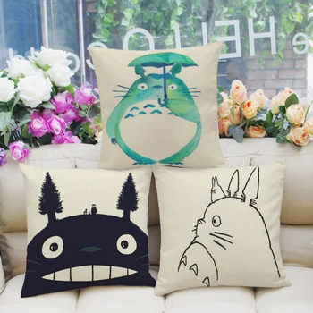 

Popular Cartoon Totoro cushion cover for sofa car chairs home decorative pillows quality printed square 45x45cm pillow covers
