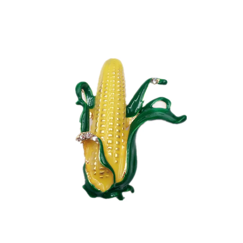 

New Fashion Corn Brooches Women Girls Vintage Enamel Leaves Farmer Plant Brooch Men Dress Scarf Collar Suit Clip Pins Jewelry