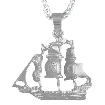 

Necklace's Pendant Silver Bright boat shaped and Termination. Includes Chain de 45 cm and Case for Gift