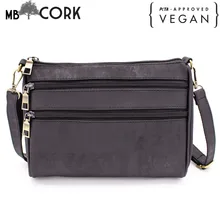 Черные пробковые мешки пробковые сумки на плечо для женщин Натуральная пробка с серебряной пробкой оригинальные сумки ручной работы через плечо BAG-161-A