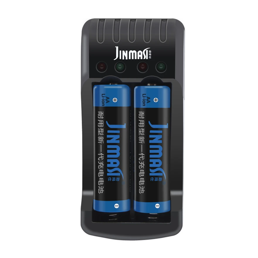 

2PCS 1.5v AA 3000mWh constant voltage fast charge large capacity rechargeable lithium battery + 2 slot USB smart charger