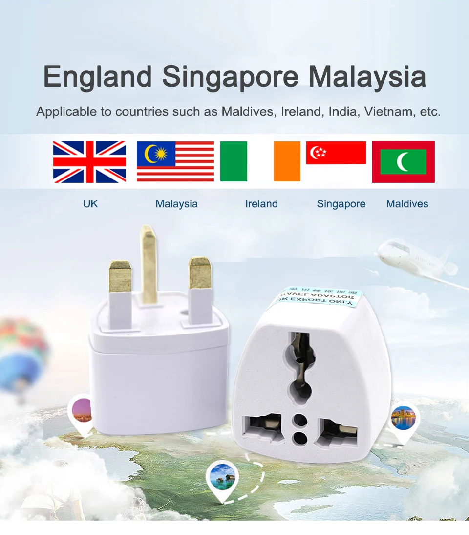 Multifunctional EU US AU to UK Plugs adapter Power Converter Plugs 2 Pin Socket EU to England Travel Charger Adapter Converter (1)