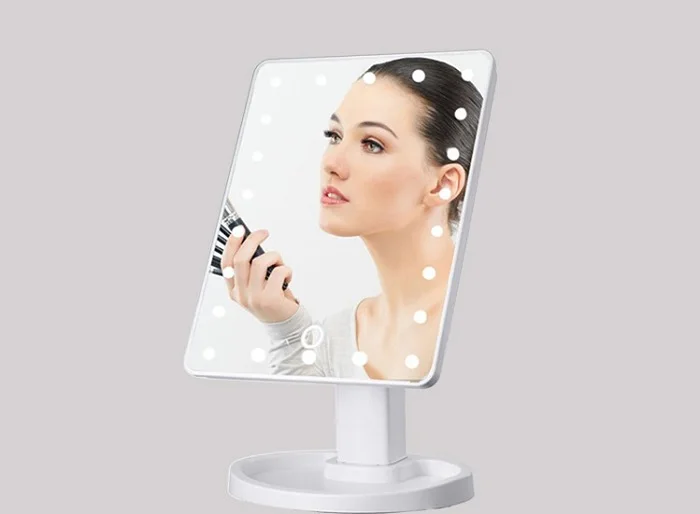 360 градусов вращение сенсорный экран макияж светодиодный зеркало косметический складной портативный компактный карман с 22/16 светодиодный свет макияж зеркало