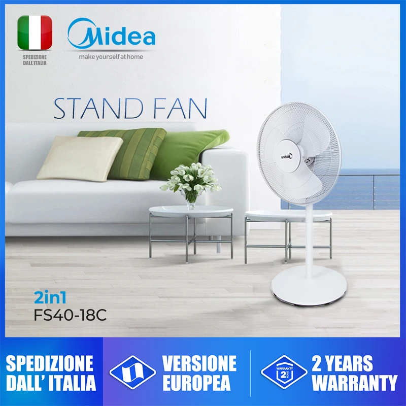 Midea Fs4018c Pedestal Fan 2 In 1 Ventilatore Standing Floor Fan Pedestal Rechargeable Air