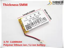 3.7V 1100mAh 503455 células Li-Po Bateria de iões de lítio Recarregável de Polímero de Lítio Para Mp3 MP4 MP5 GPS