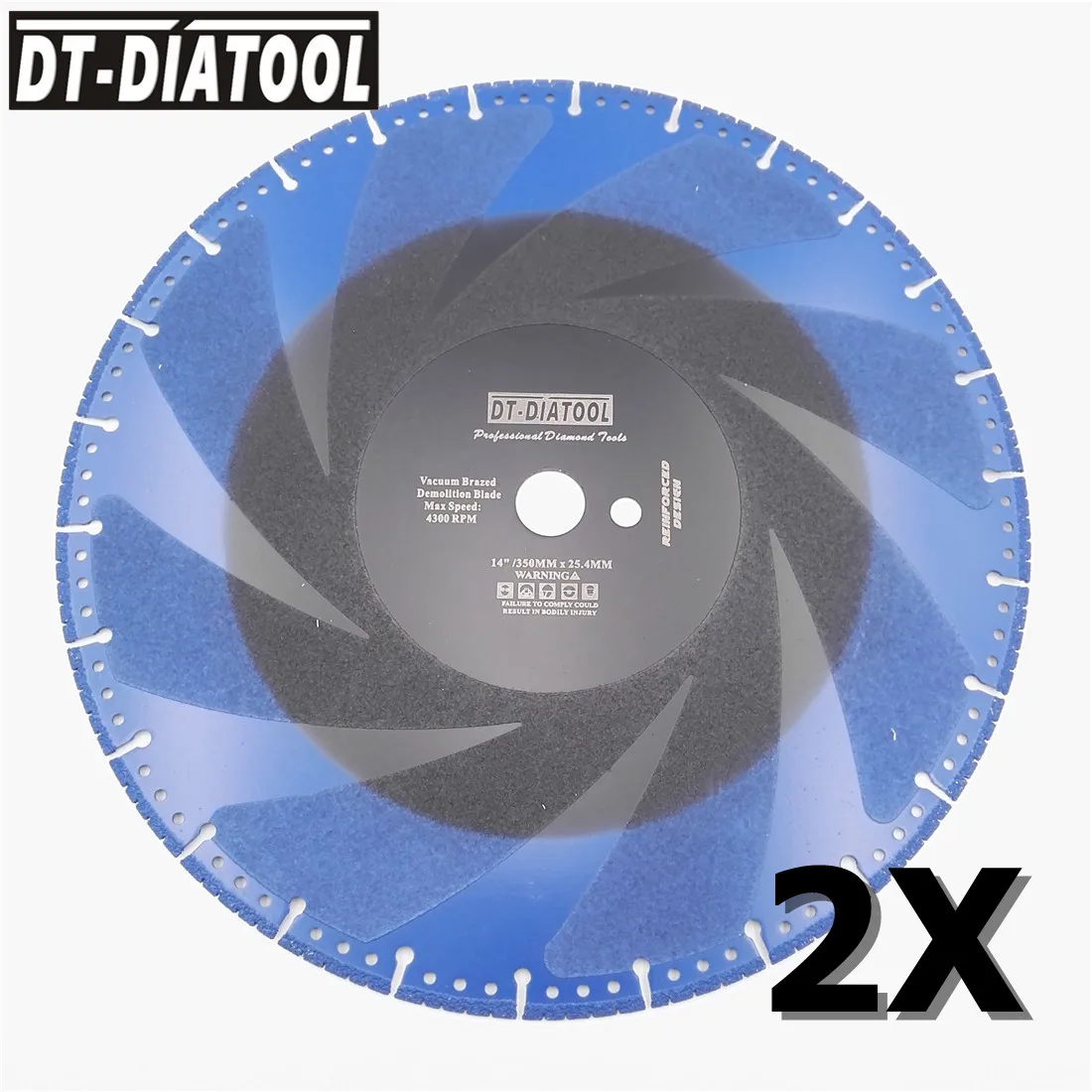 DT-DIATOOL 2pcs 14" Vacuum Brazed Diamond cutting Disc one-for-all blade 350mm Rescue saw Blade Cast Iron rebar Steel Pipe Stone