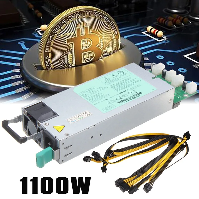 

Leory 1100W Mining Power Supply 6 Graphics Card For 110-240V 6 GPU Open Rig Mining For Ethereum