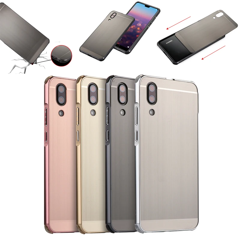 

For Huawei Nova 3e Case Metal Hybrid Aluminum Frame Bumper Brushed Hard Acrylic Back Cover For Huawei P20 Lite Case Shell Fundas