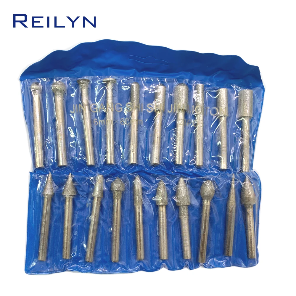 20pcs/pack 6mm diamond point set Grinding bits for diamond stone grinding peeling bits for rotary tools