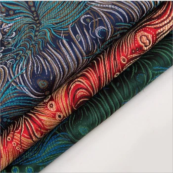 

new arrival brocade three colour peacock fabric for patchwork felt tissue telas dress bed sheet children cloth 100x75cm