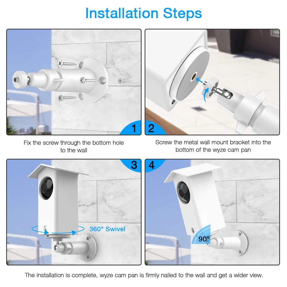 Настенный держатель для Wyze Cam Pan/Xiaomi Mijia Dafang, открытый водонепроницаемый защитный чехол+ Регулируемый поворотный градусов кронштейн