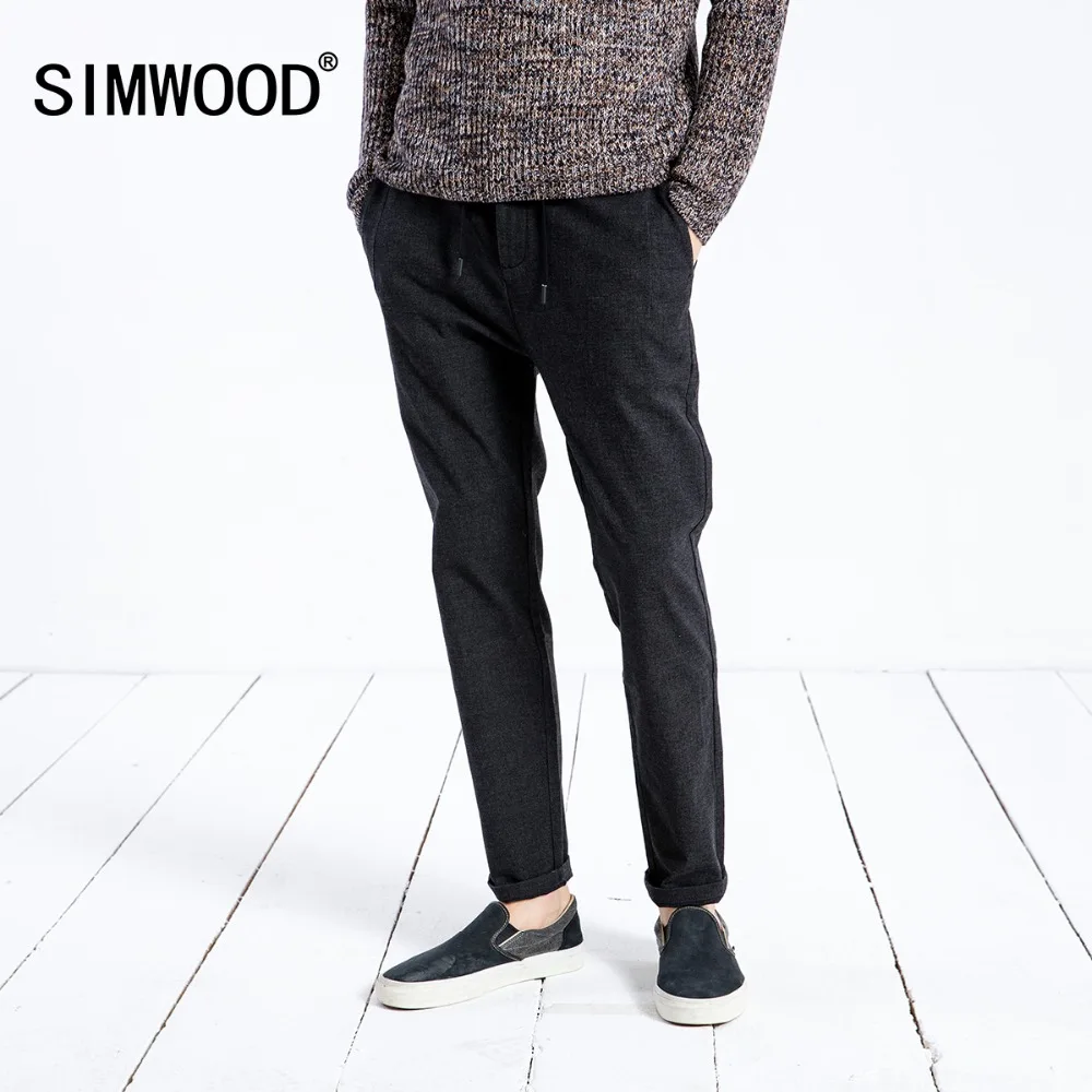 

SIMWOOD New 2019 Spring Casual Pants Men Slim Fit Fashion Ankle-Length Pants Male Plus Size Brand Trousers Free Shipping 180404