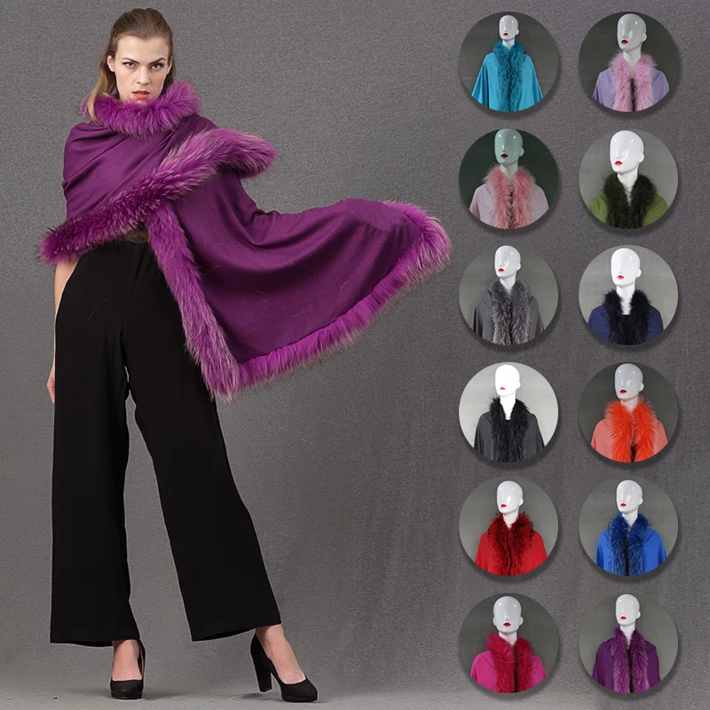 

women luxury real fur shawl wraps cloak coat sweater cape
