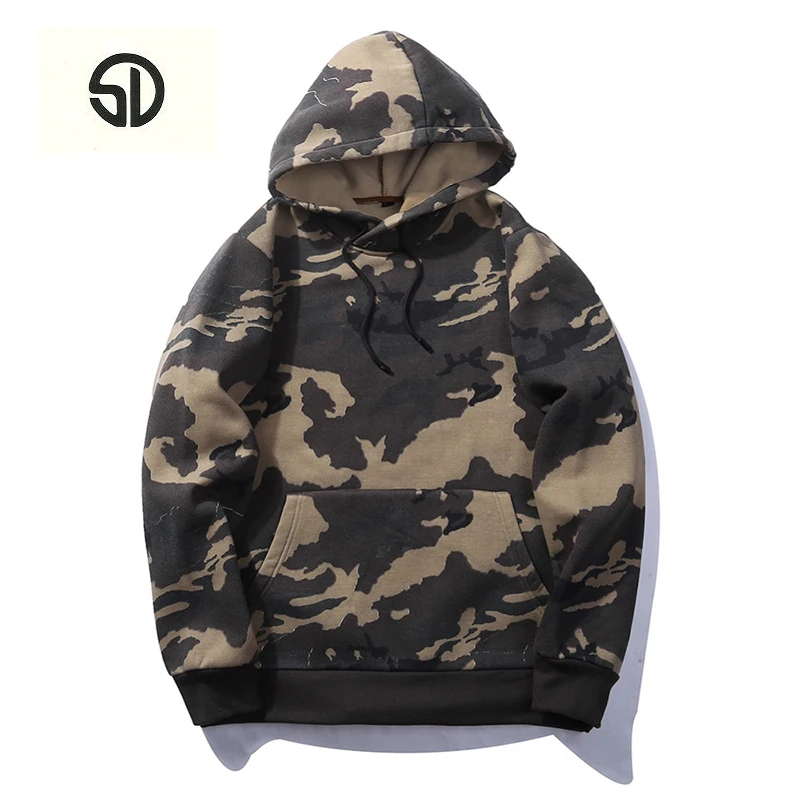 

Camouflage Pullovers Casual Unisex Thick Fleece Hoodie Camo Hoodies Men Army Green 2018 Pocket Military Hooded Sweatshirt Mens