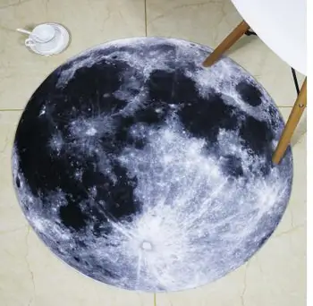

Creative 30 moon/ vintage record printed round plush carpet Living room floor mats Bedside rug Bedroom computer chair carpet