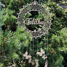 Деревянные, на выбор Ловец снов настенные подвесные украшения на заказ имя Ловец снов с бабочкой листья новая декорация для детской комнаты