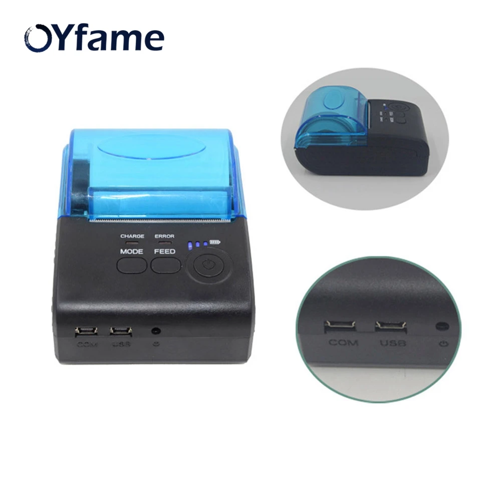 Мини принтер OYfame для чеков и этикеток термопринтер с bluetooth портативный аппарат