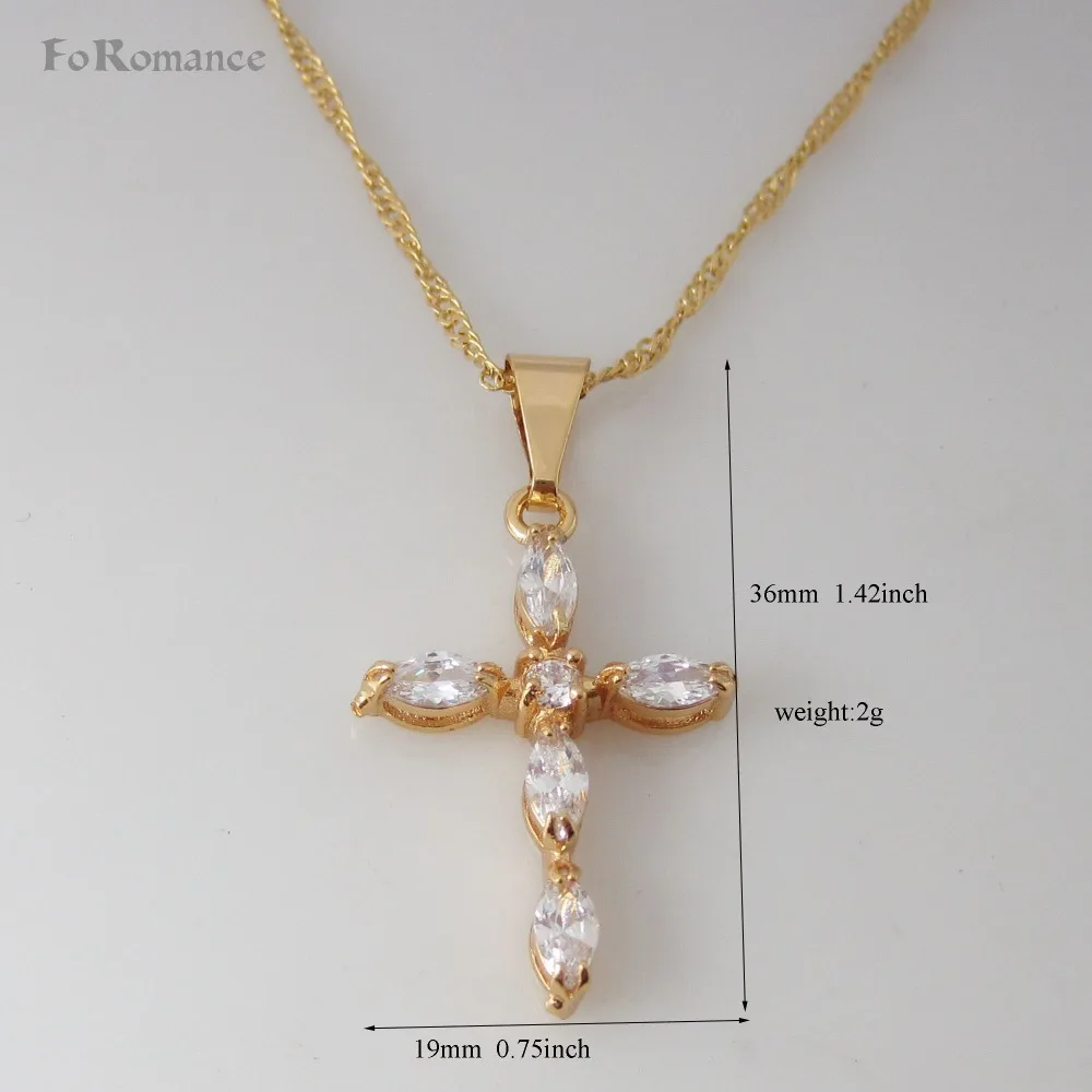 Foromance/ желтое золото GP 18 &quotожерелье и Иисус крест Бог христианство церковь CZ