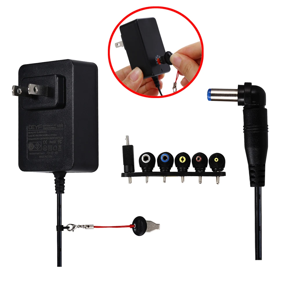 DEYF 18W Universal AC Adapter Black USA Canada Plug 3V 4.5V 5V 6V 7.5V