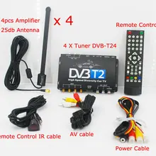 Receptor de tv digital hdtv automotivo dvb-t, tv box com 4 antenas sintonizadoras