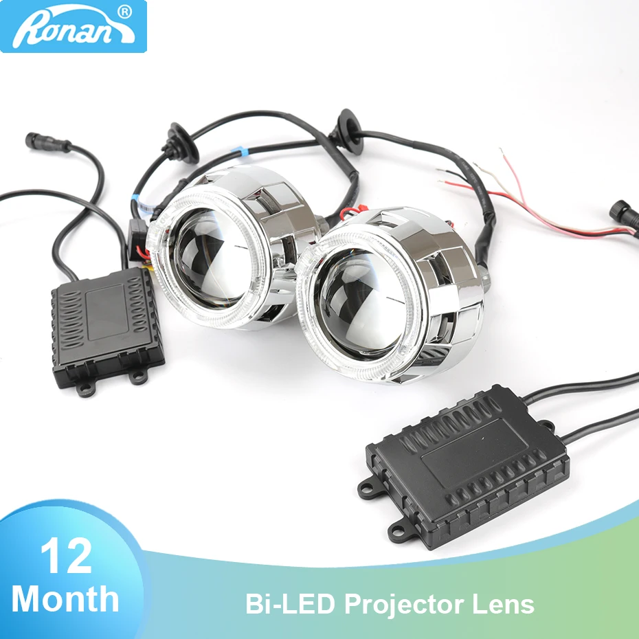 

Ronan 2.5 inch Mini Bi-LED projector lens with LED angel eyes masks 5000 5500k 35w 12v car headlight for diy lossless retrofit