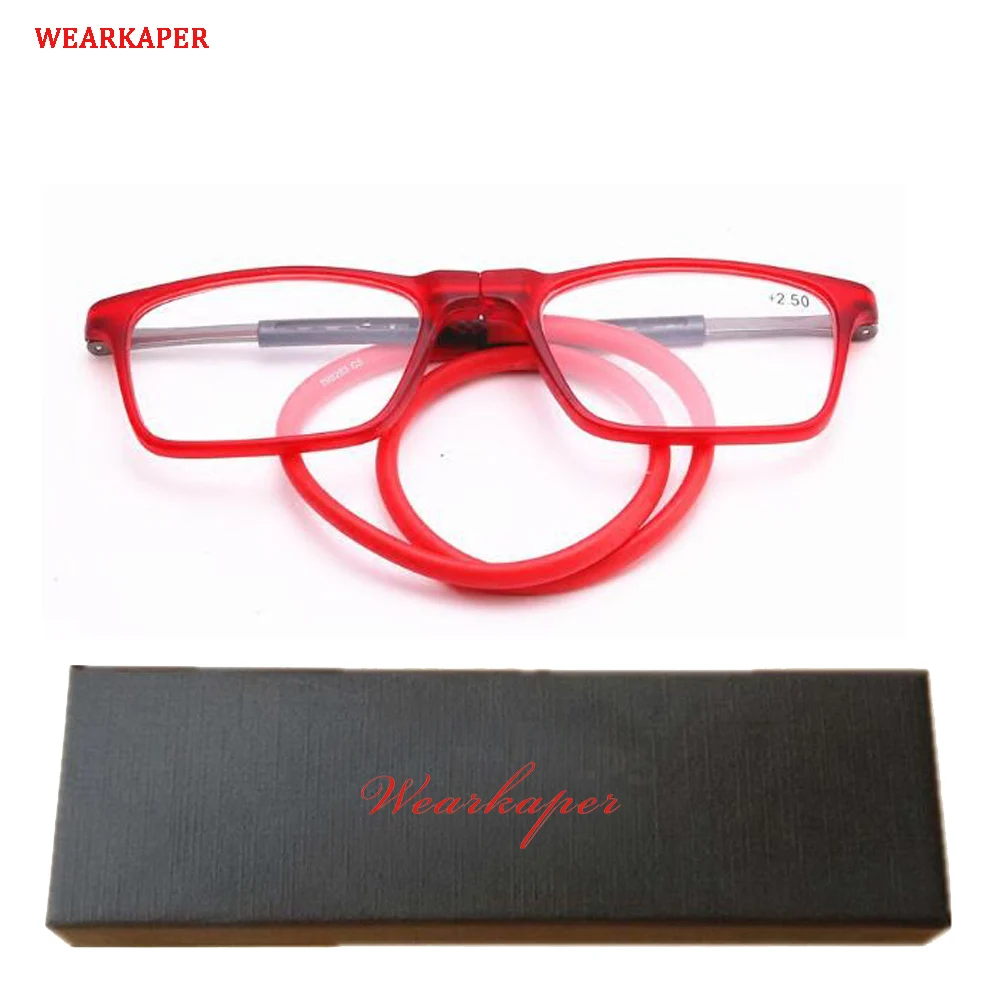 

WEARKAPER Magnetic Reading Glasses Men Women Folding Adjustable Reading Glasses Halter Neck Magnetic Glasses
